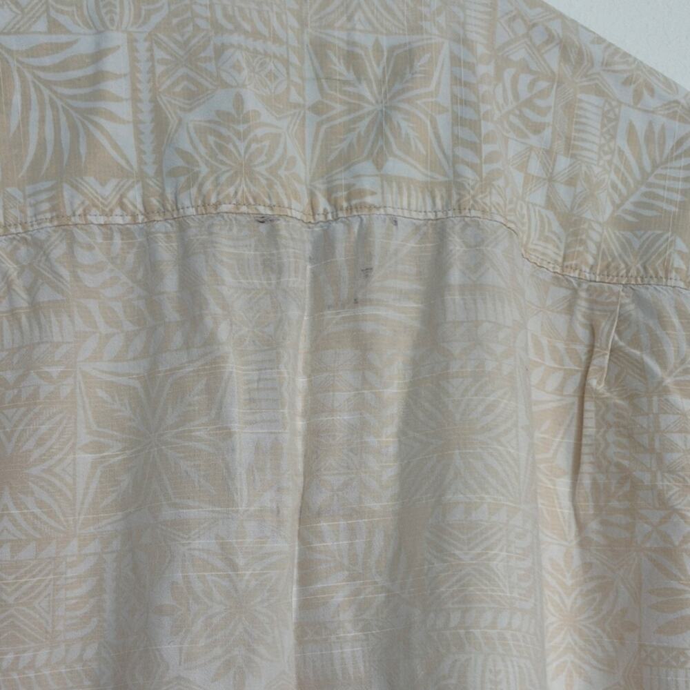 Quiksilver Men M Beige Geometric Cotton Button-Up Short Sleeve Shirt - Picture 4 of 4